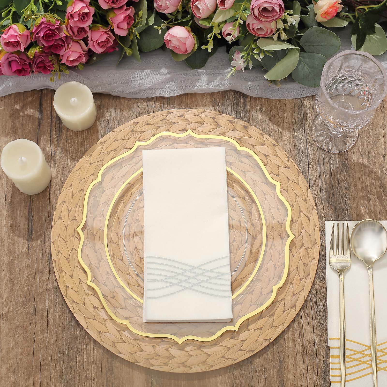 6 Pack Natural Woven Rattan Print Cardstock Paper Placemats, 13