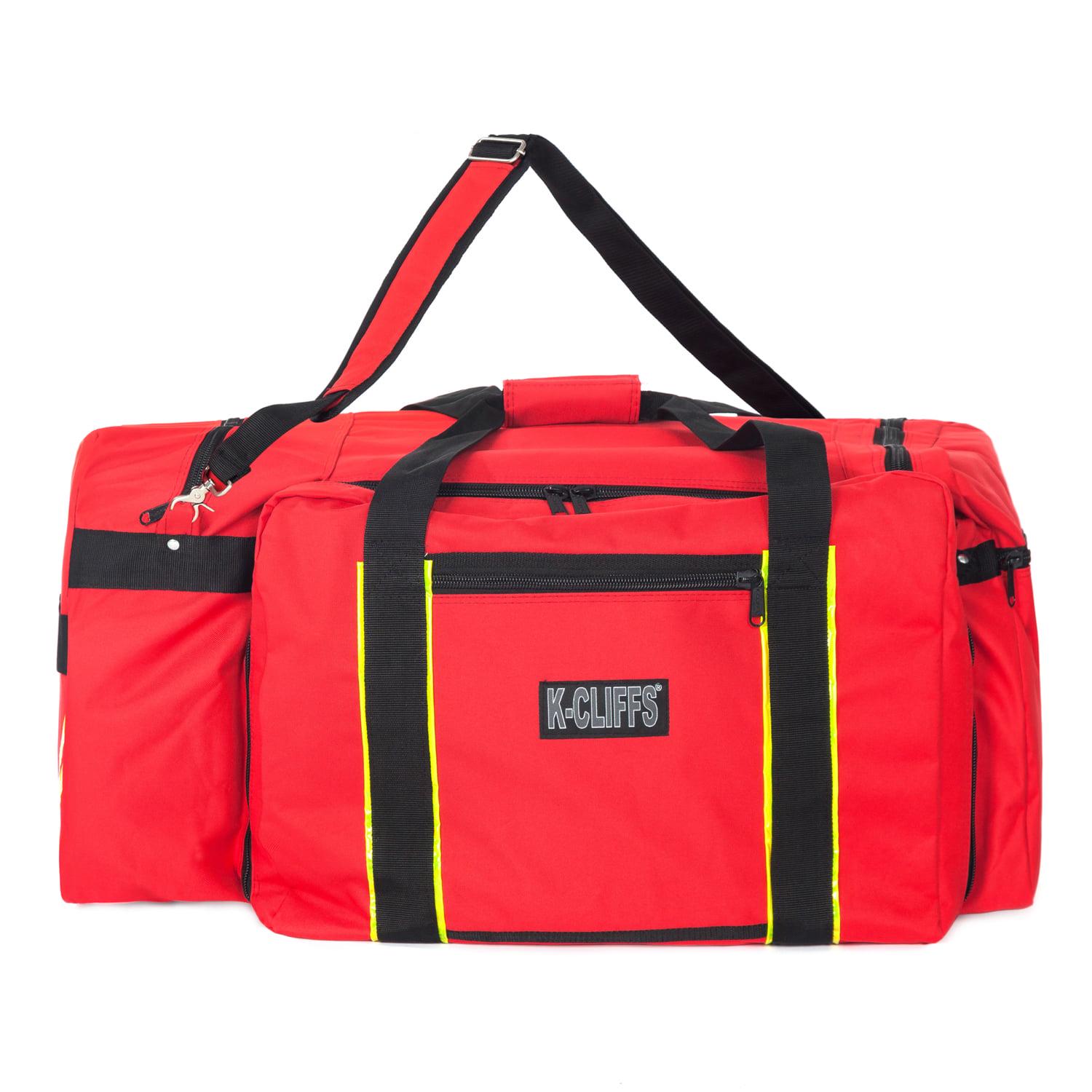 K-Cliffs Unisex Fire Fighter Rescue Duffel Fireman Gear Travel Bag Shoulder Strap Helmet Pocket by Praise Start， Red