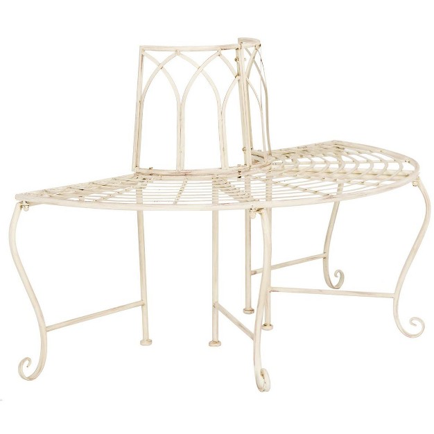 Abia Wrought Iron 50 Inch W Outdoor Tree Bench Safavieh