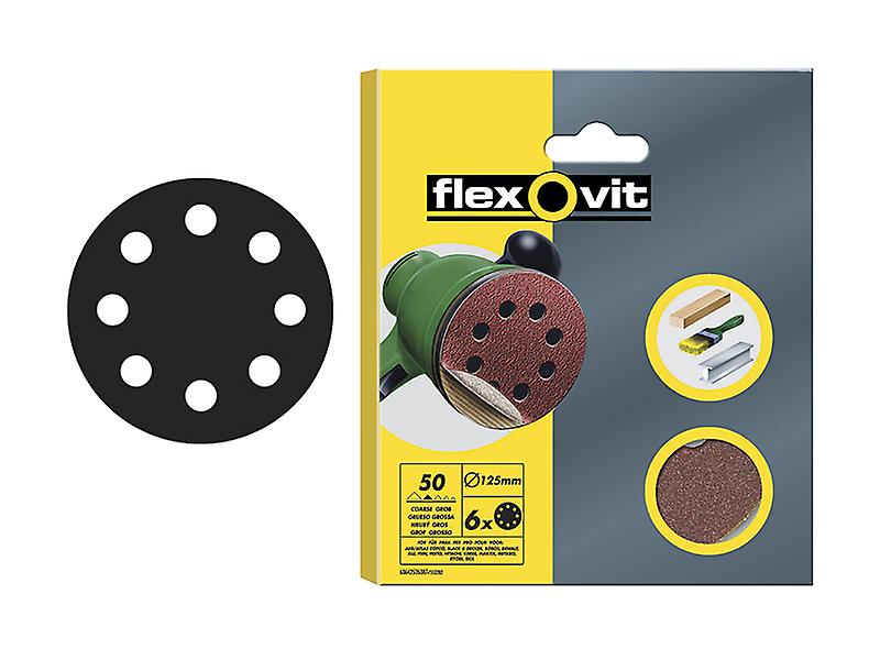 Flexovit Hook and Loop Sanding Discs 125mm Coarse 50g (Pack of 15) FLV26707