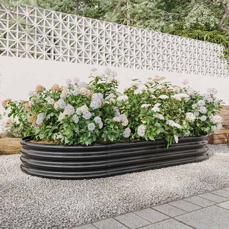 Oval shaped Large Raised Garden Bed  Galvanized Metal with Open Bottom