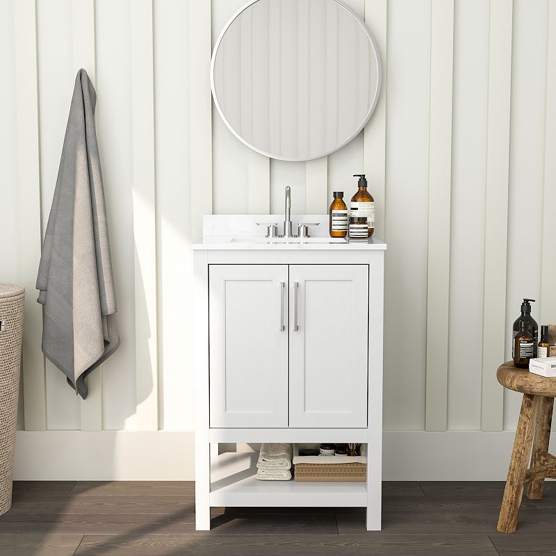 Merrick Lane Vigo Bathroom Vanity with Undermount Sink and Open Storage Shelf