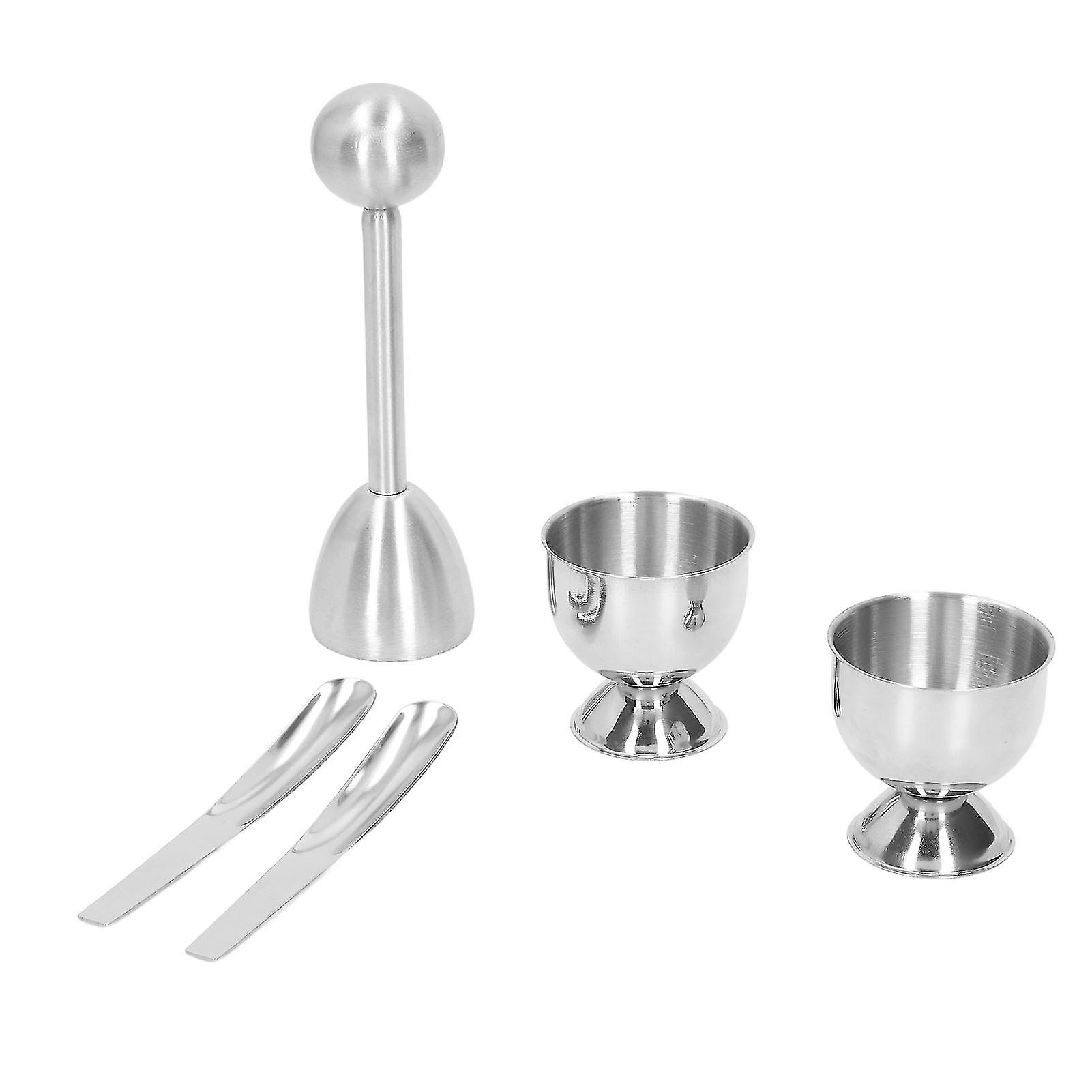 Boiled Egg Tool Set Stainless Steel Egg Cup with Spoon Kitchen Cooking Tool for Household