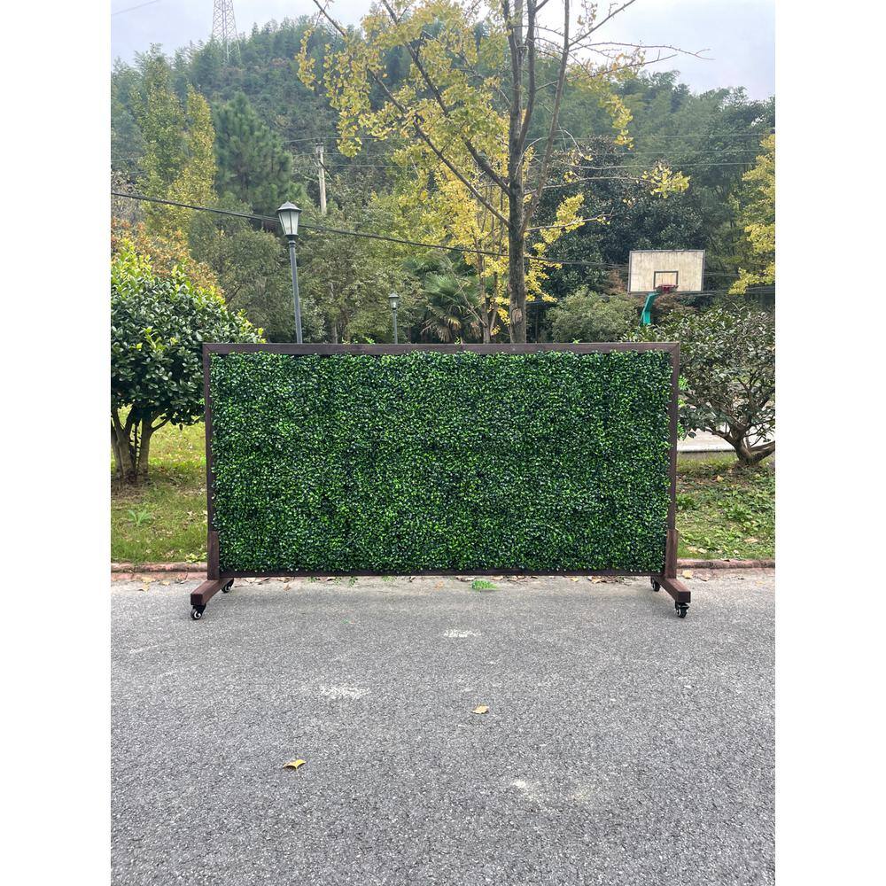 Ejoy 36 in. x 72 in. Mobile Privacy Garden Fence Divider with Artificial Grass on Both Sides and Wood Stand MobilHedgeDivider_36x72_1pc