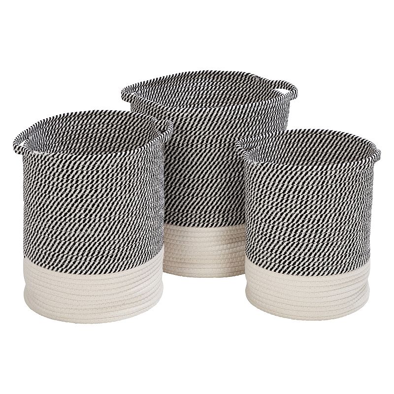 Honey-Can-Do Two-Tone Cotton Rope 3-Piece Storage Basket Set