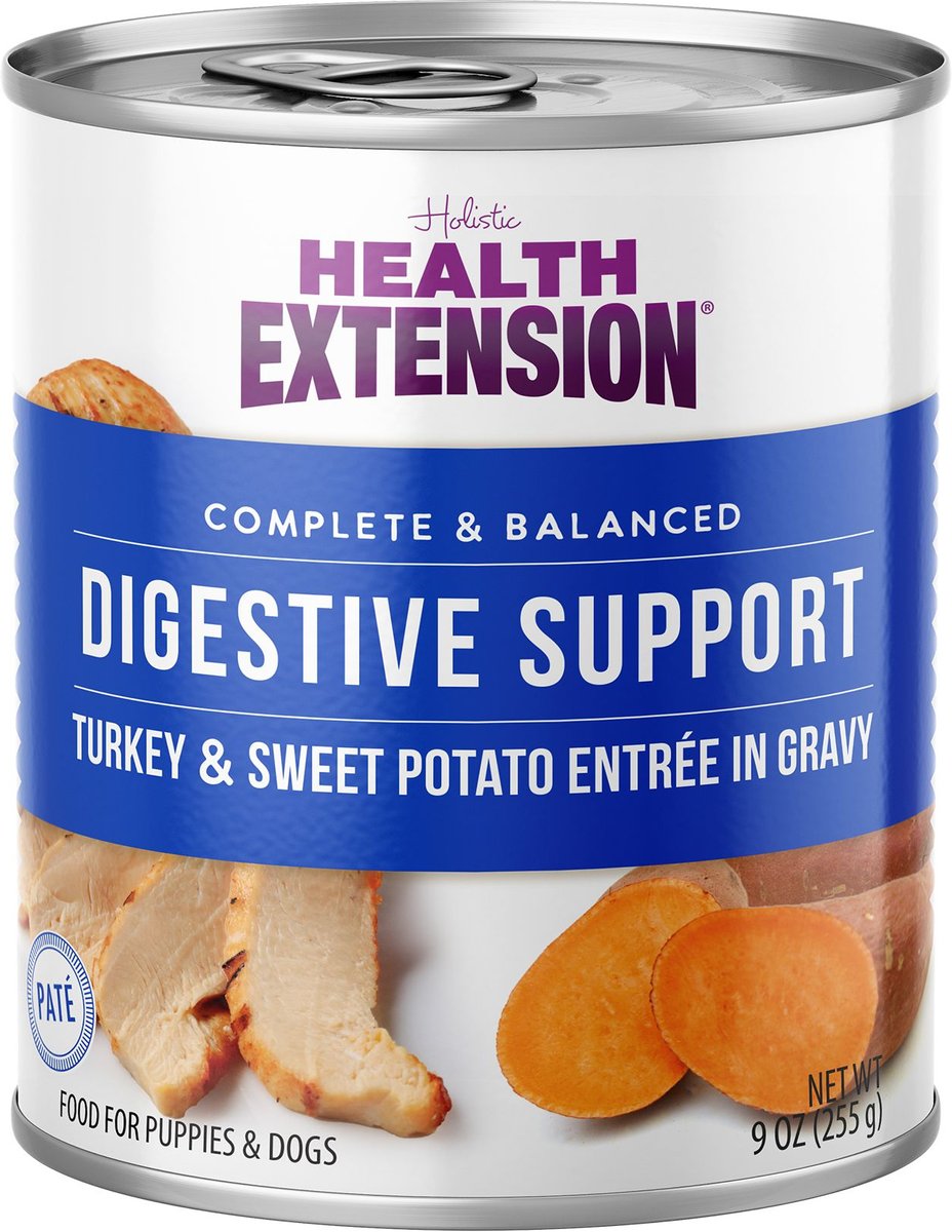 Health Extension Digestive Support Variety Pack -Chicken， Beef and Turkey Dog Food， 9-oz can， case of 6