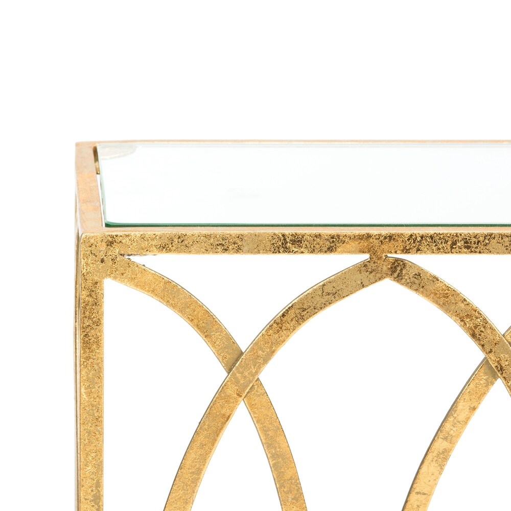 SAFAVIEH Carina Oval Ringed Gold Console Table   48\