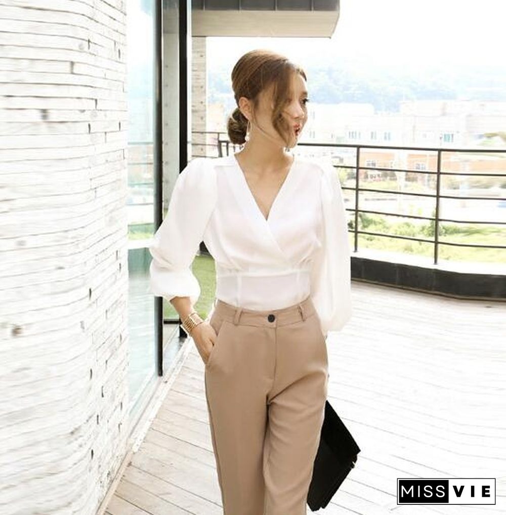 Womens Formal Suits Work Pant Suits 2 Piece Sets Blazer Jacket & Zipper Pant Office Lady Suit Women Outfits Autumn