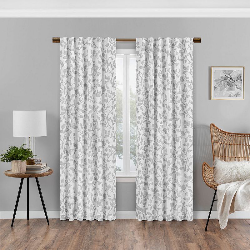 eclipse Absolute Zero Nora Botanical Print 100% Blackout 1-Panel Window Curtain