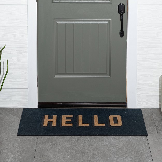 x27 hello x27 Doormat Black tan