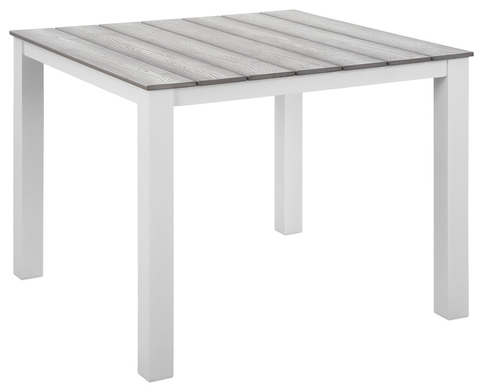 Modern Urban Contemporary Outdoor Patio Dining Table  White Light Gray Steel   Contemporary   Outdoor Dining Tables   by House Bound  Houzz