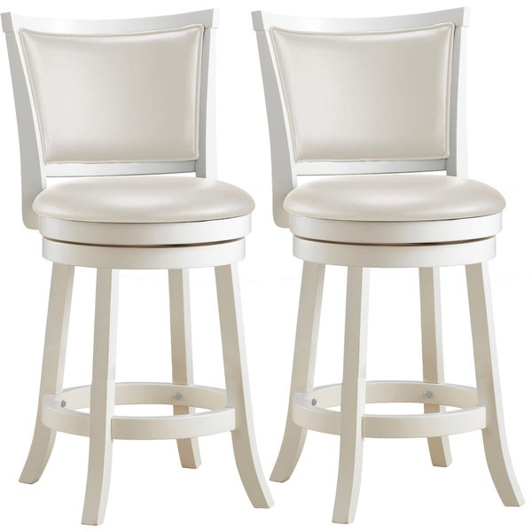 Copper Grove Vrlika White Counter Barstools with Leatherette Seats (Set of 2)