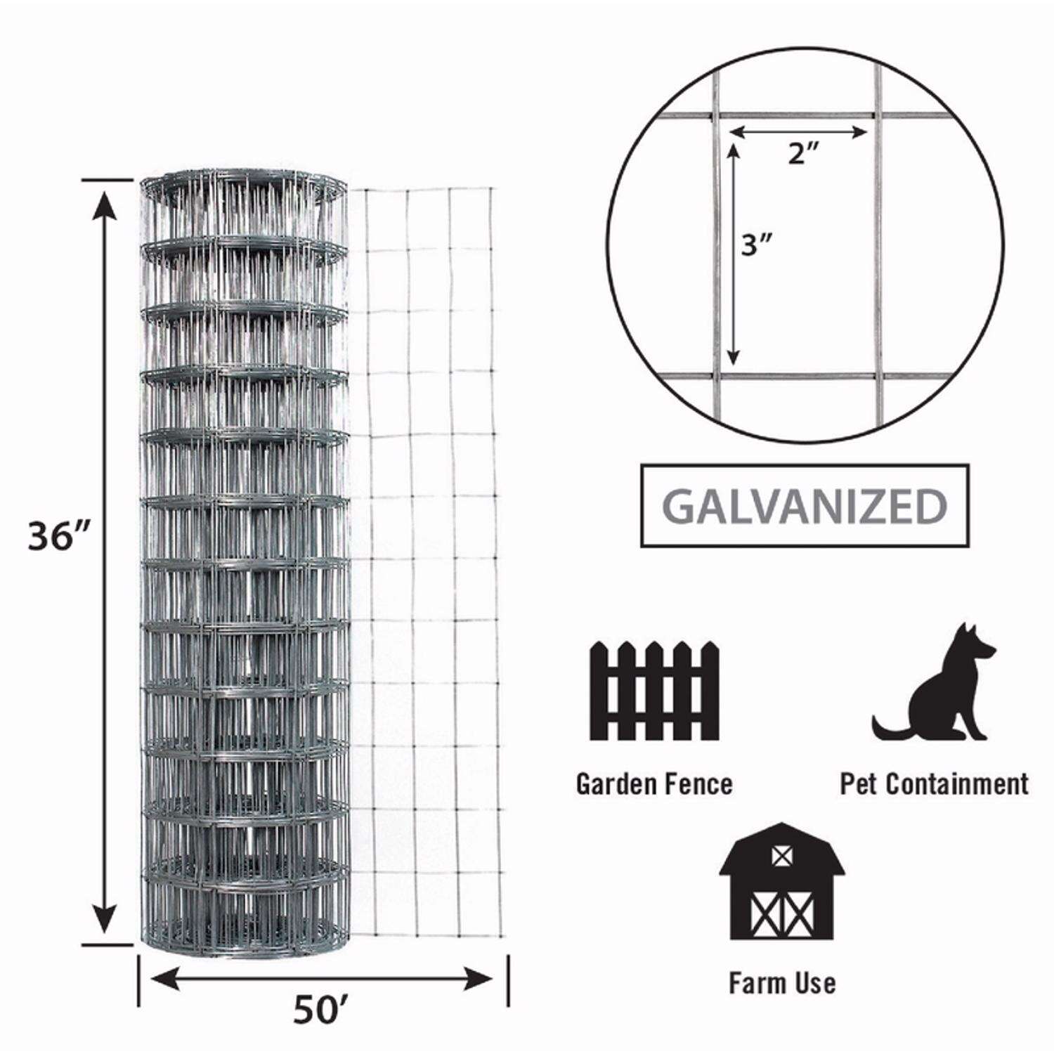 Garden Craft 36 in. H X 50 ft. L Steel Welded Wire Fence 2x3 in.