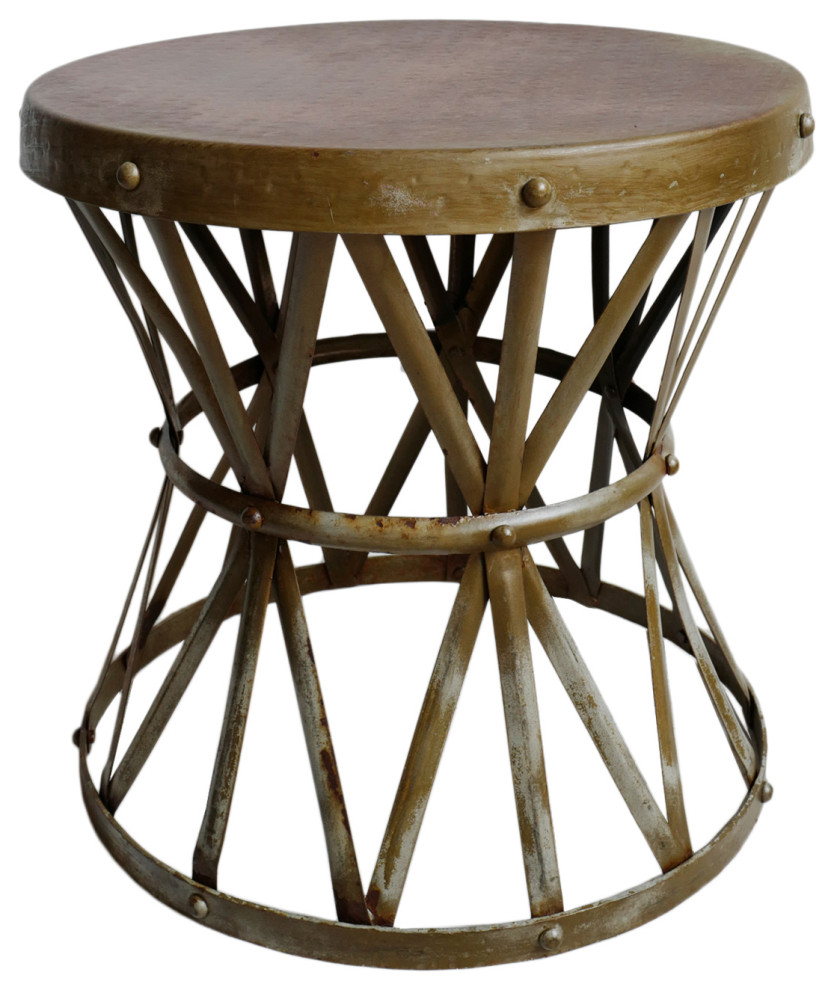 Outdoor Industrial Strap Table   Industrial   Outdoor Side Tables   by Design Mix Furniture  Houzz