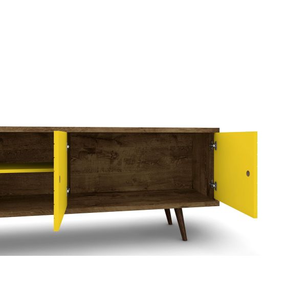 Liberty 62.99 TV Stand and Panel in Rustic Brown and Yellow