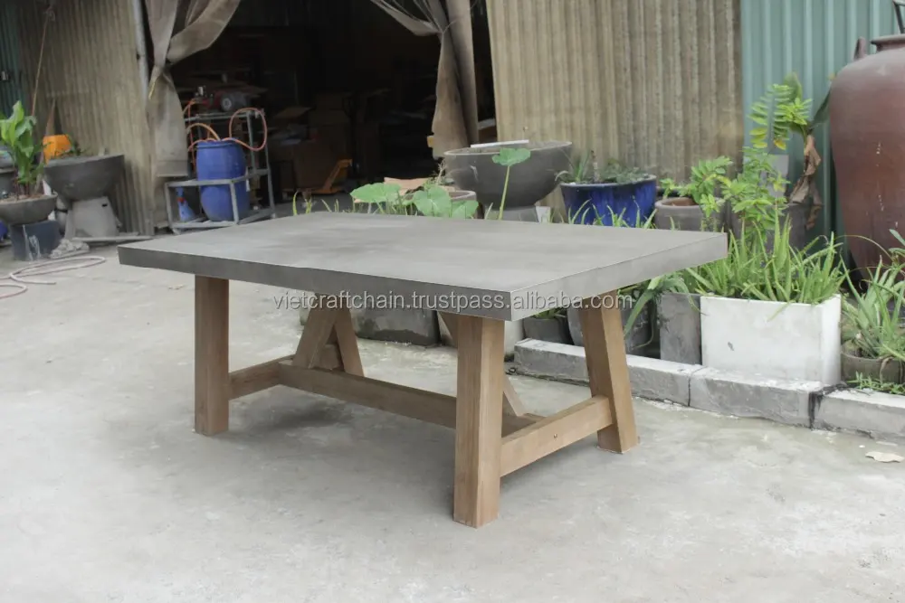 Wholesale  Lightweight Concrete Dining Rectangle Table With Best Quality And High Waterproof From Vietnam Supplies