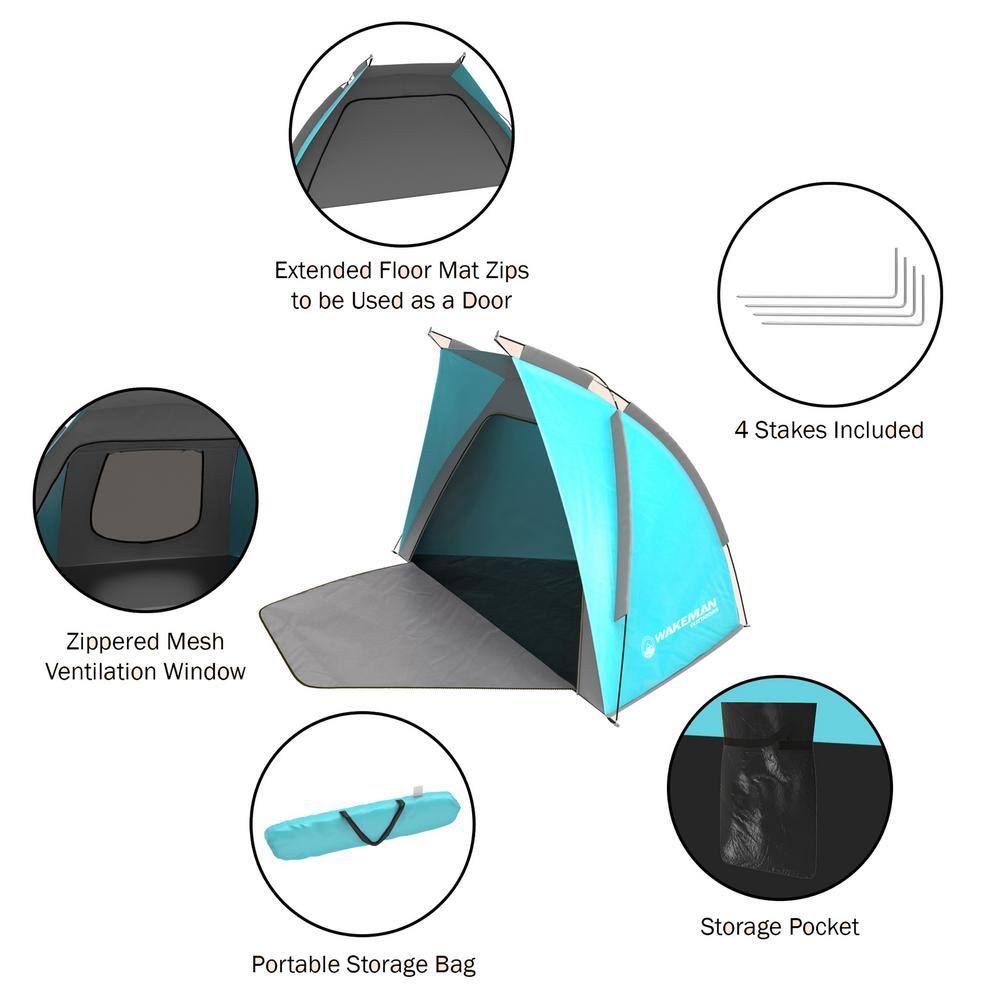 Wakeman Outdoors Turquoise Beach Tent Sun Shelter with Porch HW4700062