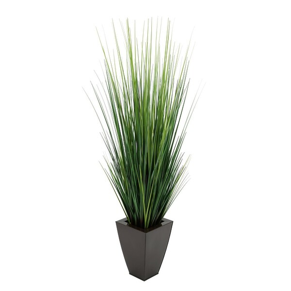 Faux PVC Grass in Tapered Square Zinc Planter