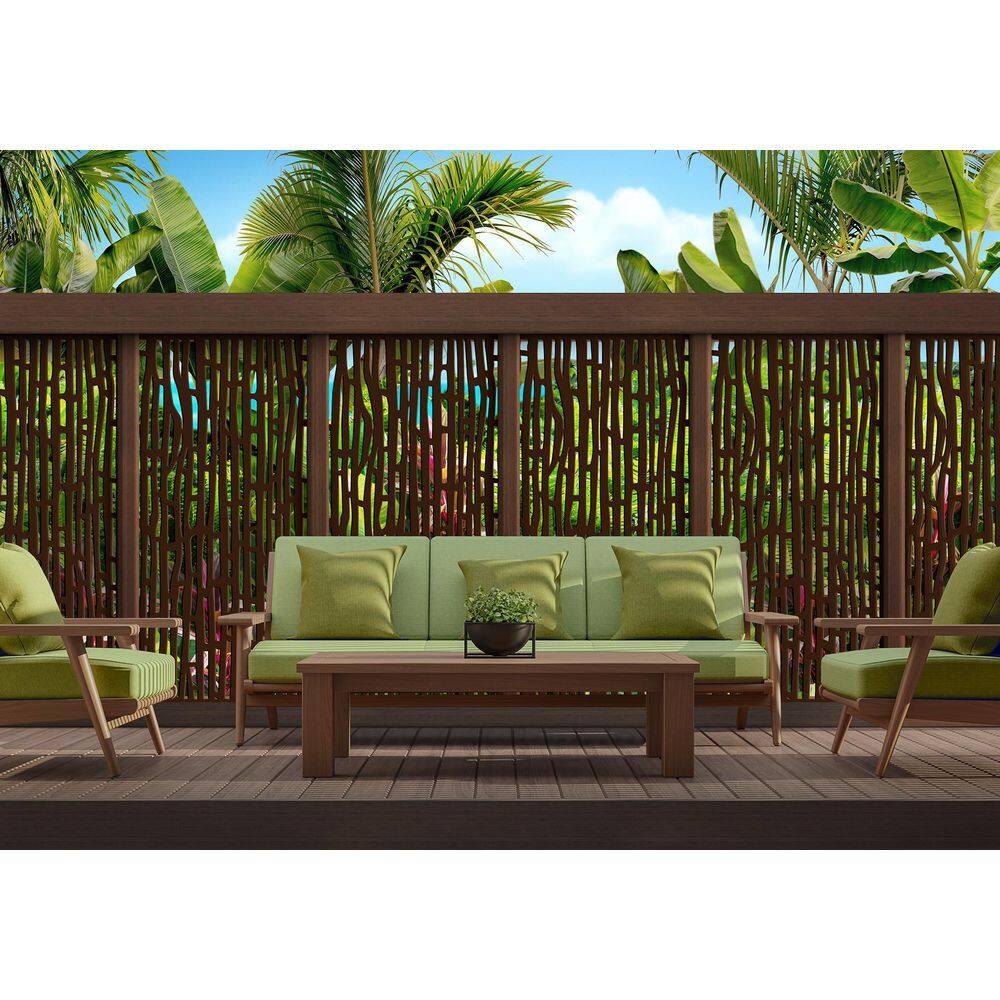 DESIGN VU Bali 6 ft. x 3 ft. Espresso Recycled Polymer Decorative Screen Panel Wall Decor and Privacy Panel DVU3602E