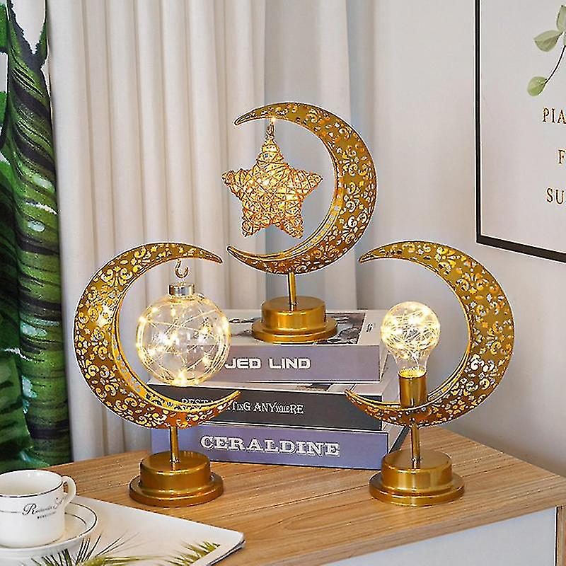 2023 Ramadan Moon Led Lamp Decoration For Home Metal Kareem Lights Eid Mubarak Muslim Al Adha Gift