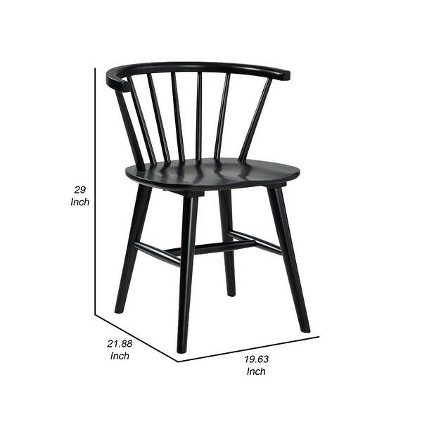 22 Inch Set of 2 Dining Chairs， Spindle Backrest， Matte Black Wood Design