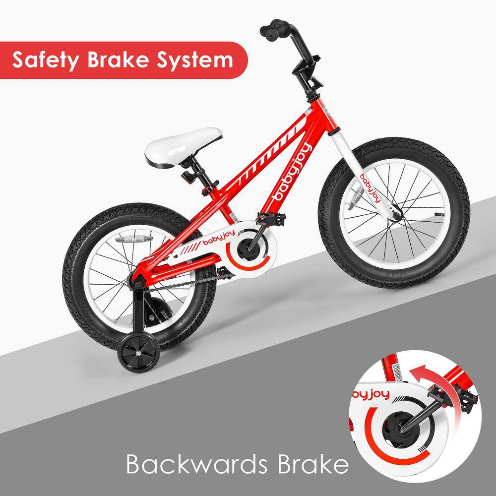 Costway 17.5 in. Kids Bike Bicycle with Training Wheels for 5-Year-8-Years Old Boys Girls Red TY328026RE