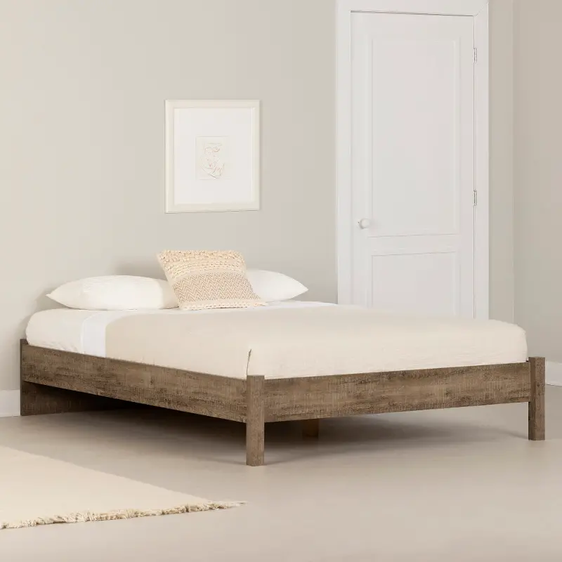 Holland Brown Oak Queen Platform Bed - South Shore