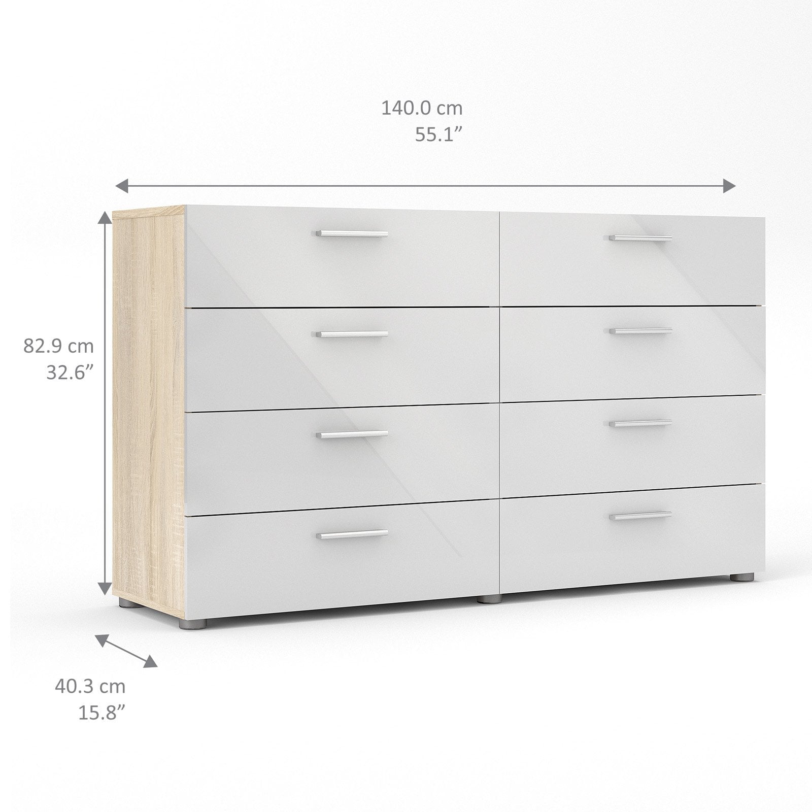 Tvilum Loft 8 Drawer Double Dresser