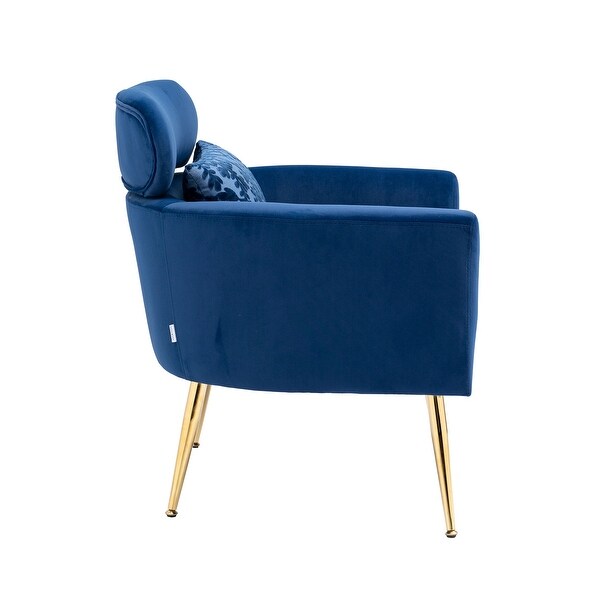 Velvet Upholstered Accent Chair With A Pillow