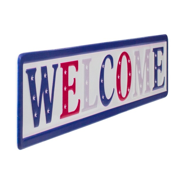 Metal Patriotic quot welcome quot Sign With Stars Wall Decor