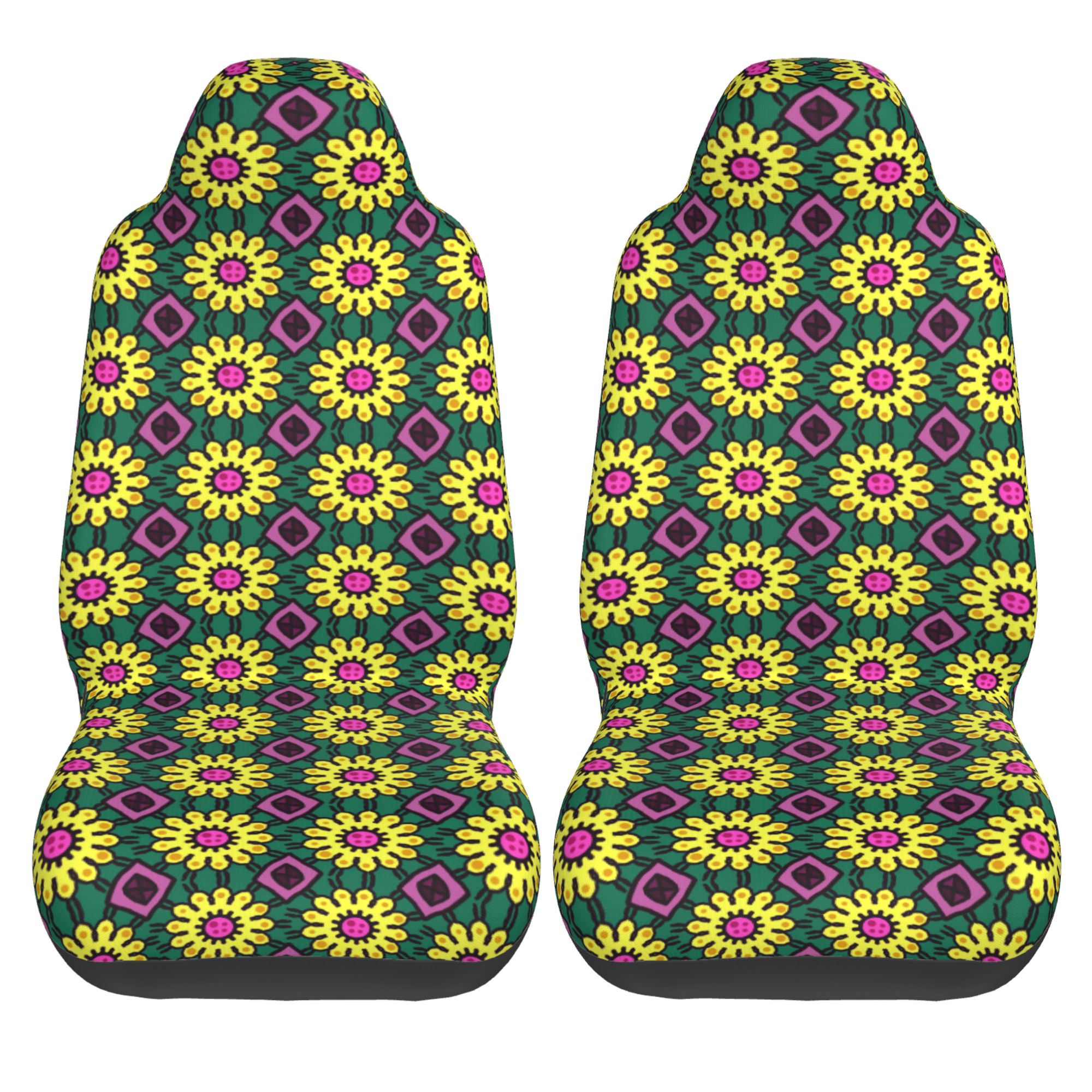 ZICANCN Car Seat Covers Front Seats Only，Retro Flower Decor Automotive Seat Covers Protectors for Cars Trucks Suv 2 Pack