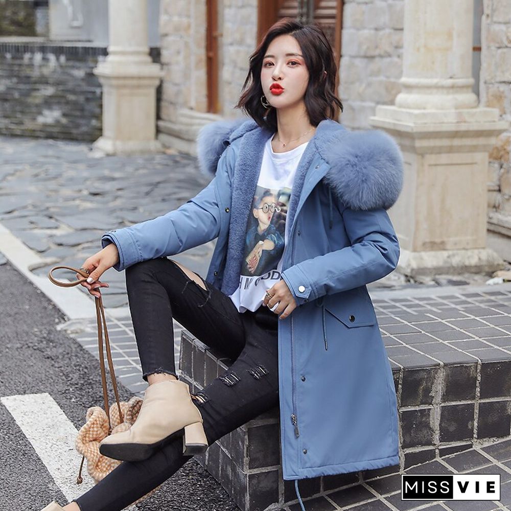 New Women Long Coat Autumn Winter Warm Velvet Thicken Faux Fur Coats Parka Female Solid Big Pocket Jacket Outwear