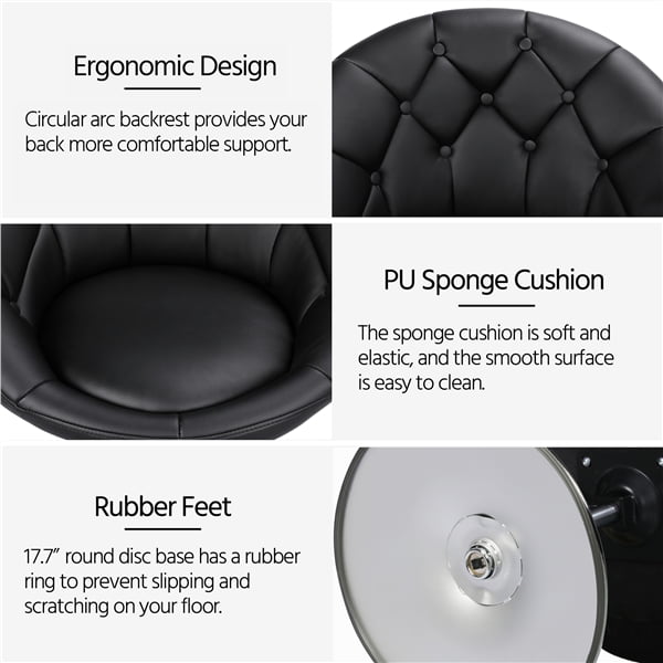 Ember Interiors Modern Tufted Barrel Swivel Accent Chair， Black Faux Leather