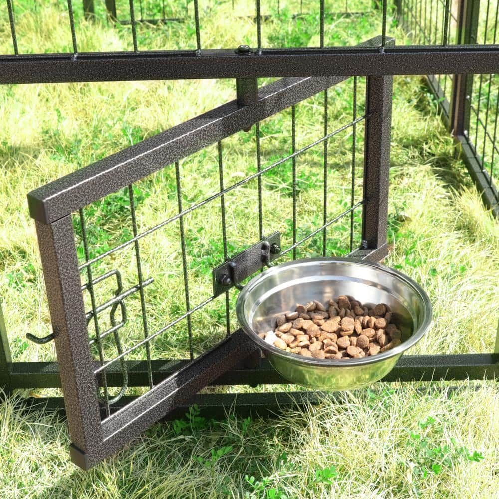 VEIKOUS 4 ft. x 8 ft. Outdoor Dog Kennel In-Ground Fence with Rotating Feeding Door and Cover, Coverage Area 0.0007-Acre PS0101-02