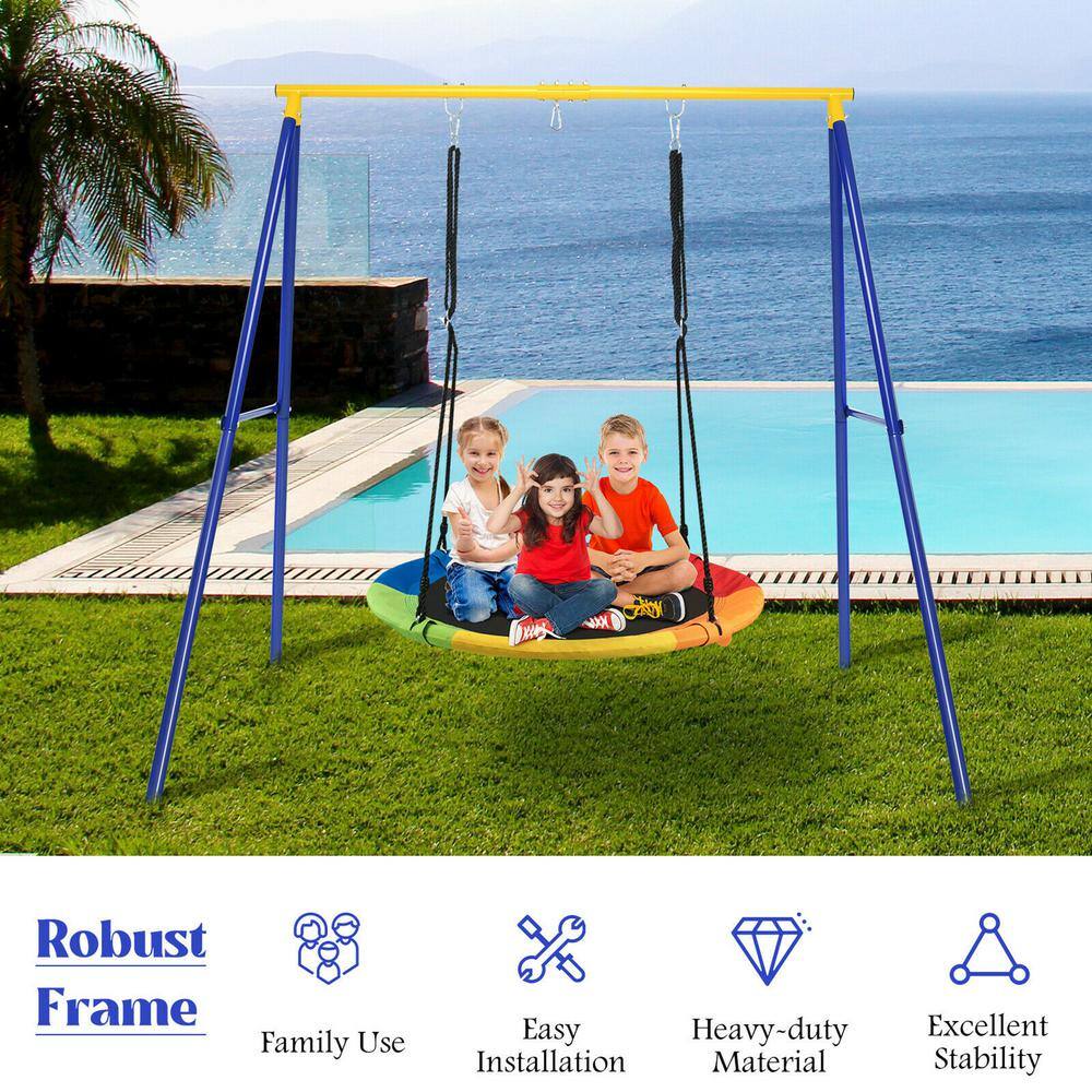 Gymax Extra-Large Heavy-Duty A-Frame Steel Swing Stand All-Steel Metal Swing GYM08220