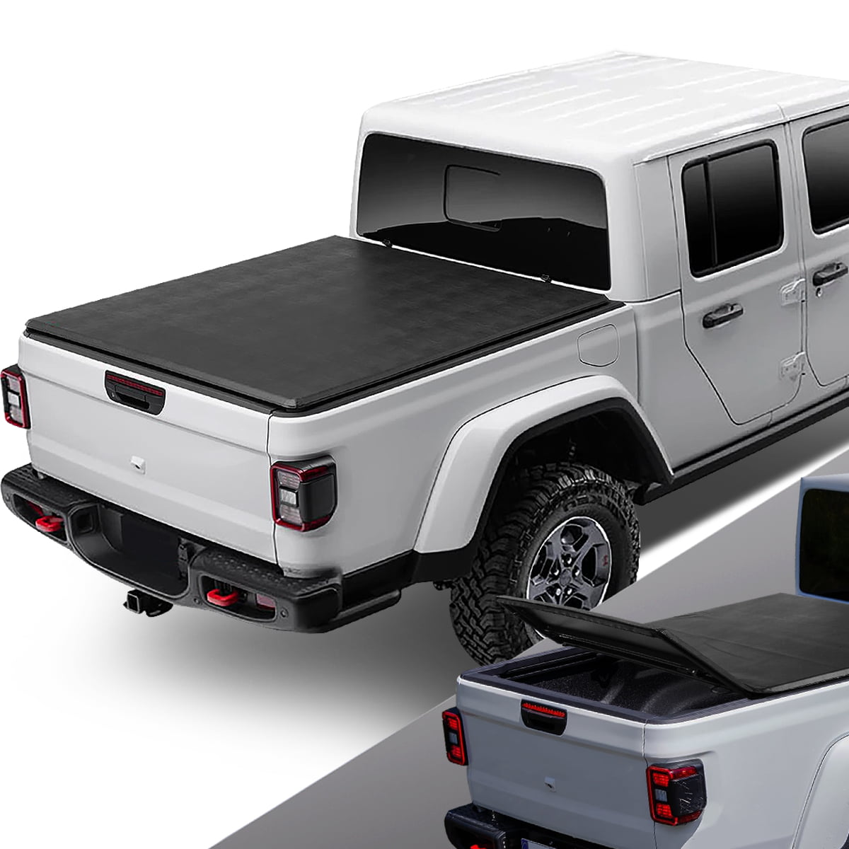 DNA Motoring TTC-TRISOFT-082 For 2020 to 2021 Jeep Gladiator Pickup Truck Bed Soft Top Folding Tri-Fold Tonneau Cover