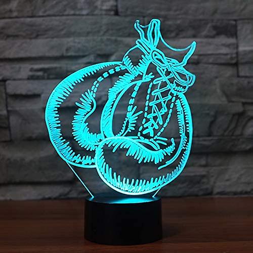 3d Boxing Glove Shape Night Light 7 Color Change Led Table Desk Lamp Acrylic Flat Abs Base Usb Charger Home Brithday Xmas Kid Children Gift