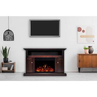 Cambridge Sorrento 47 in. Electric Fireplace Heater TV Stand in Mahogany with Enhanced Log Display and Remote Control CAM5021-2MAHLG3