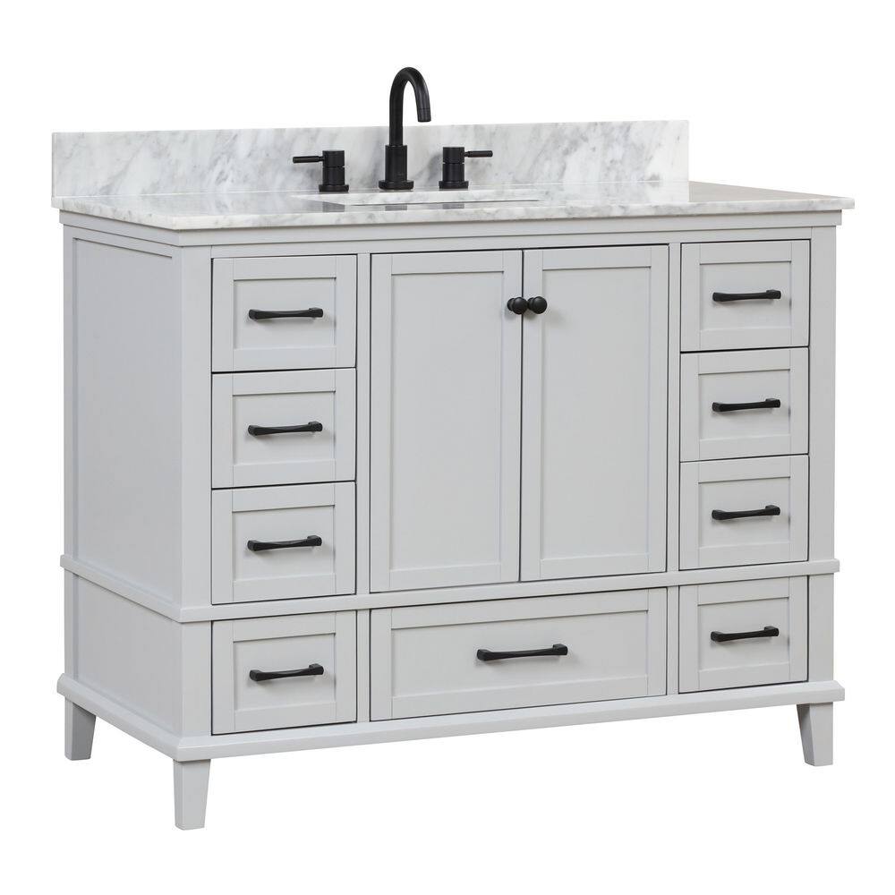 Home Decorators Collection Merryfield 43 in. W x 22 in. D Bath Vanity in Dove Gray with Carrara Marble Vanity Top in White with White Sink 19112-VS43-DV