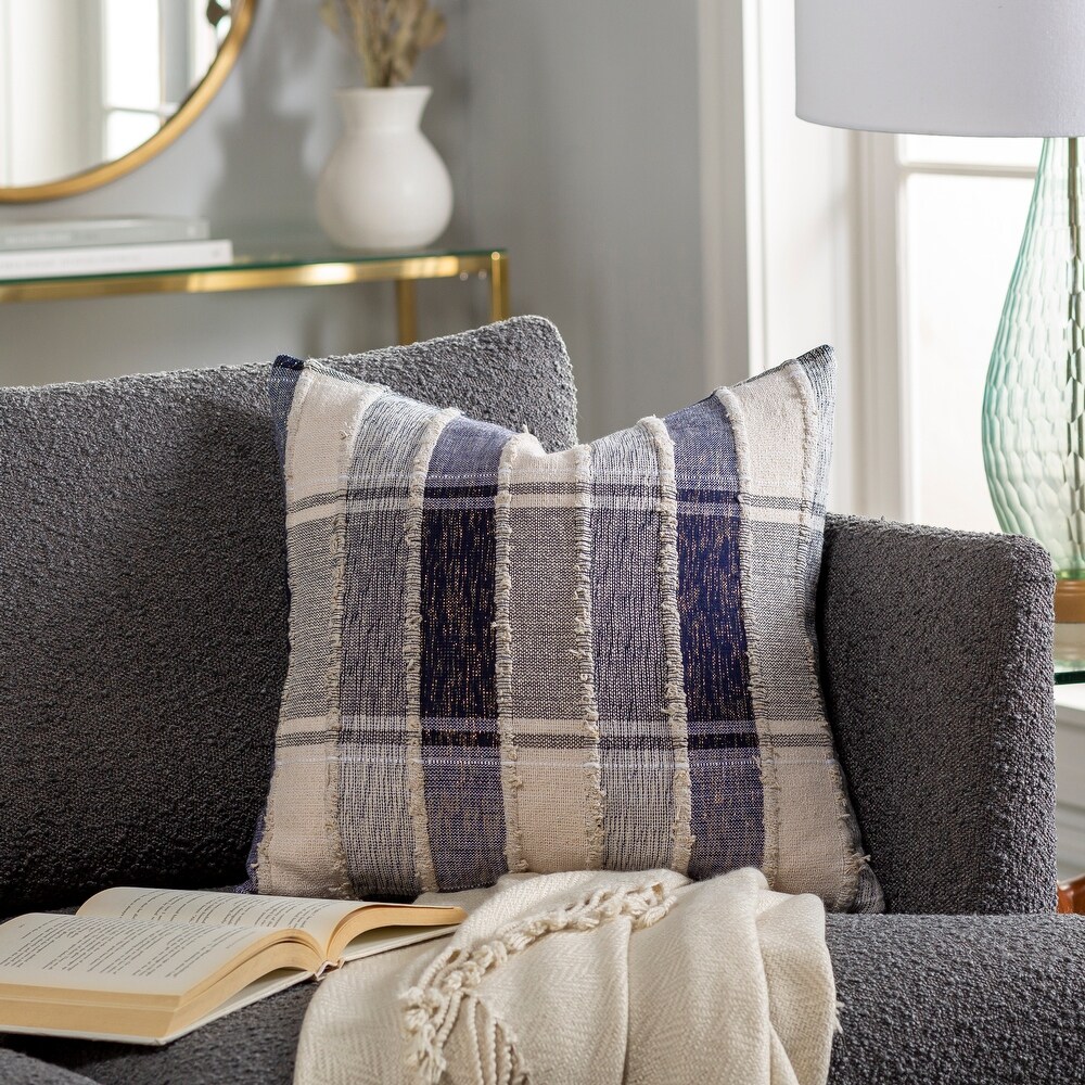 Iliana Woven Plaid Striped Throw Pillow