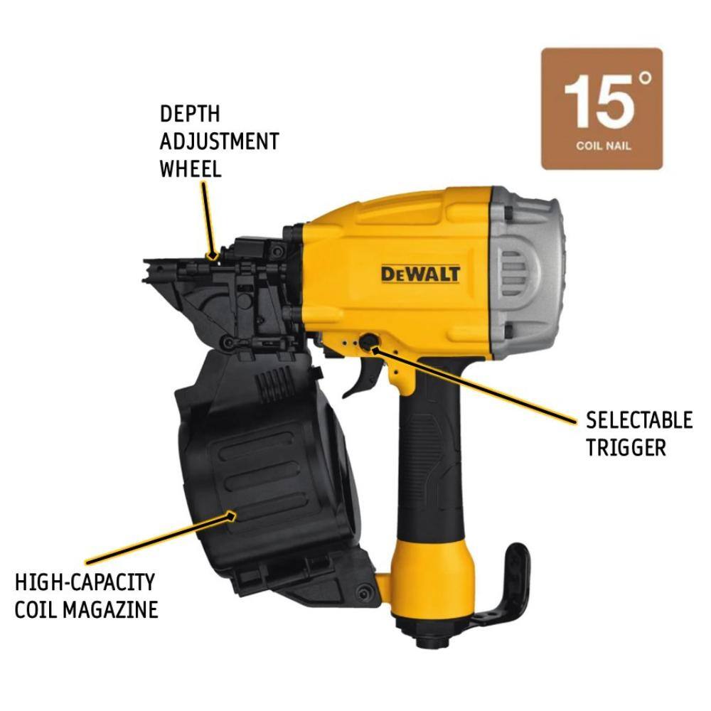 DEWALT DWF83C Pneumatic 15° Coil Framing Nailer