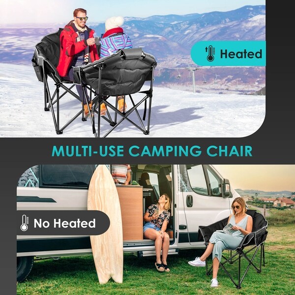 Oversized Heated Camping Chair with 20，000mAh Power Bank，10S Quick Heated Chair，3 Levels Adjustable Heated Camp Chairs