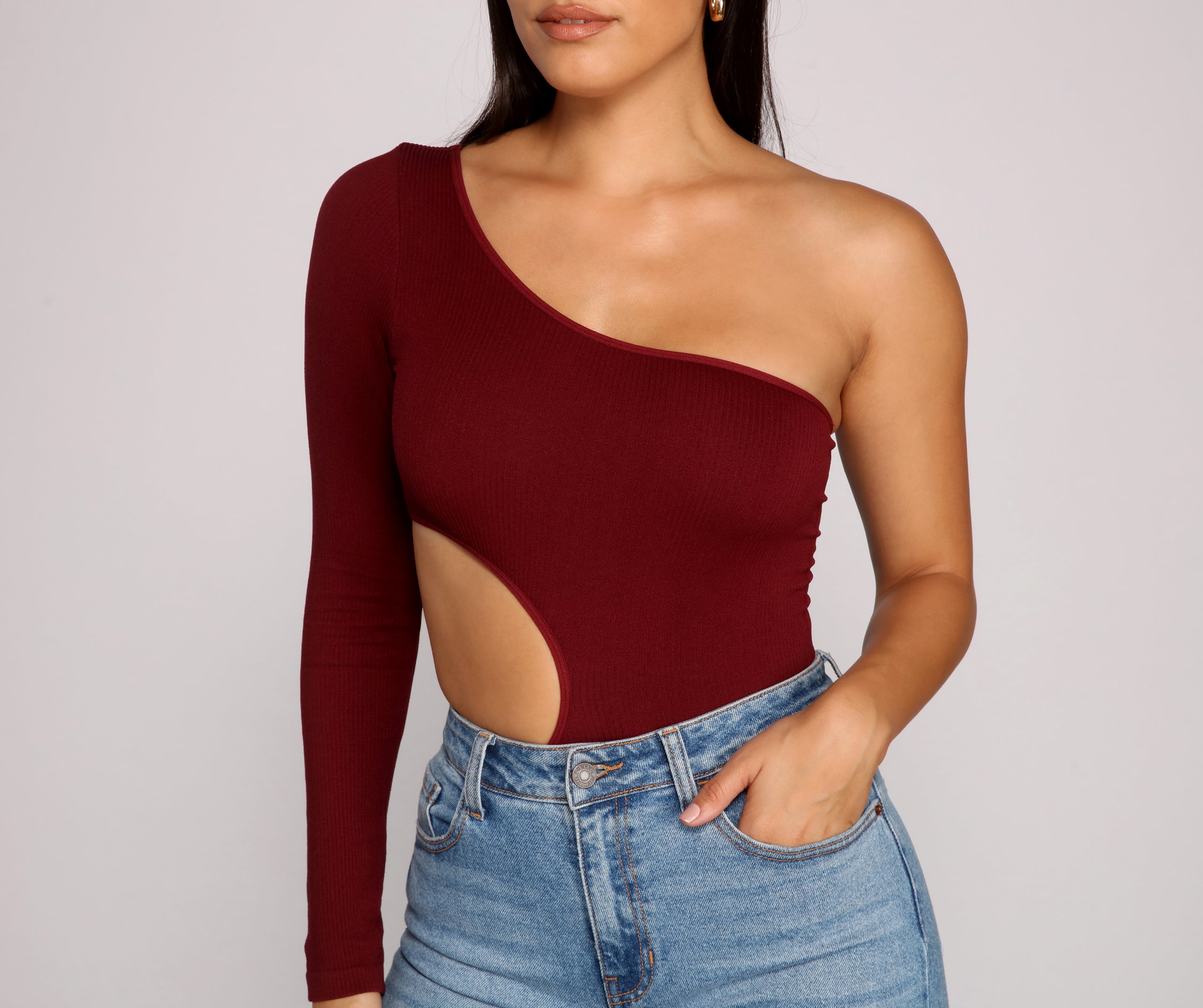 Sleek And Stunning One Shoulder Cutout Bodysuit