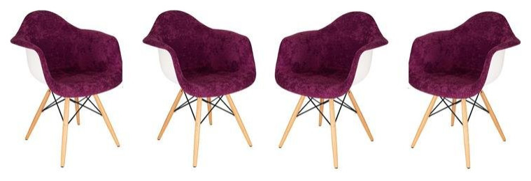 LeisureMod Willow Velvet Armchair Eiffel Wooden Base In Purple   Midcentury   Dining Chairs   by Homesquare  Houzz