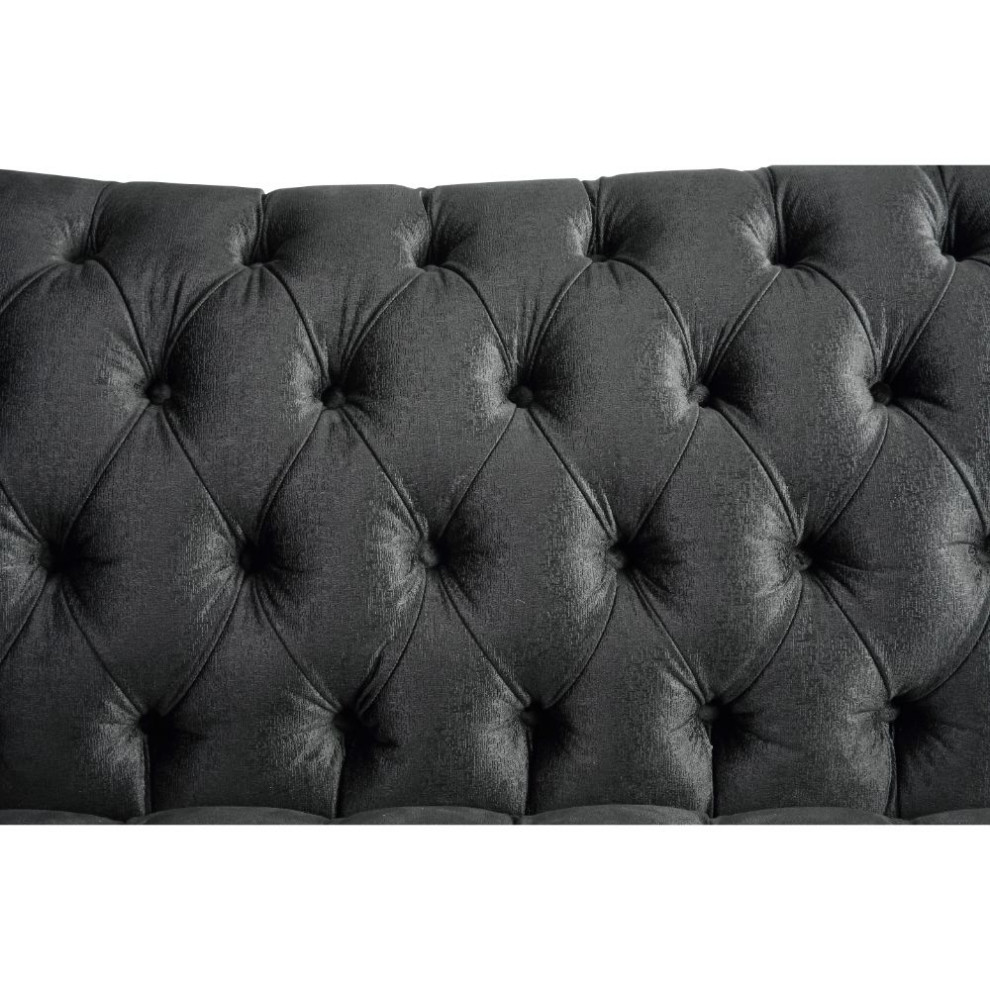 Acme Gaura Loveseat With 3 Pillows Dark Gray Velvet   Traditional   Loveseats   by AMOC  Houzz