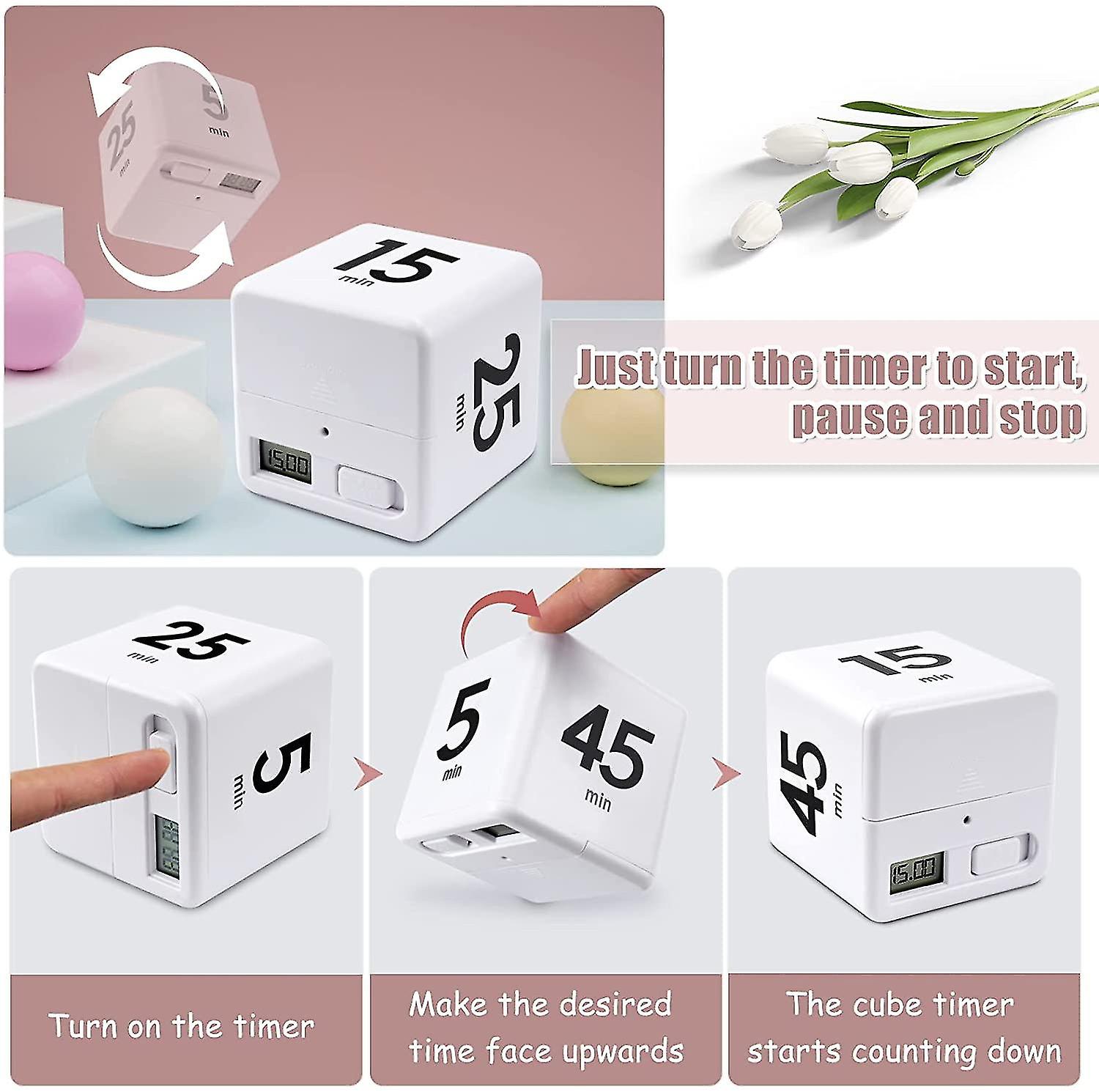 Cube Timer Kitchen Timer Timer Sensor Flip And Countdown 25-5-45-15 Minutes