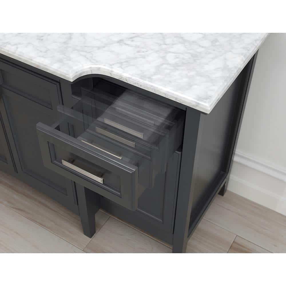 Home Decorators Collection Sassy 60 in W x 22 in D Vanity in Dark Charcoal with Marble Vanity Top in White with White Sink