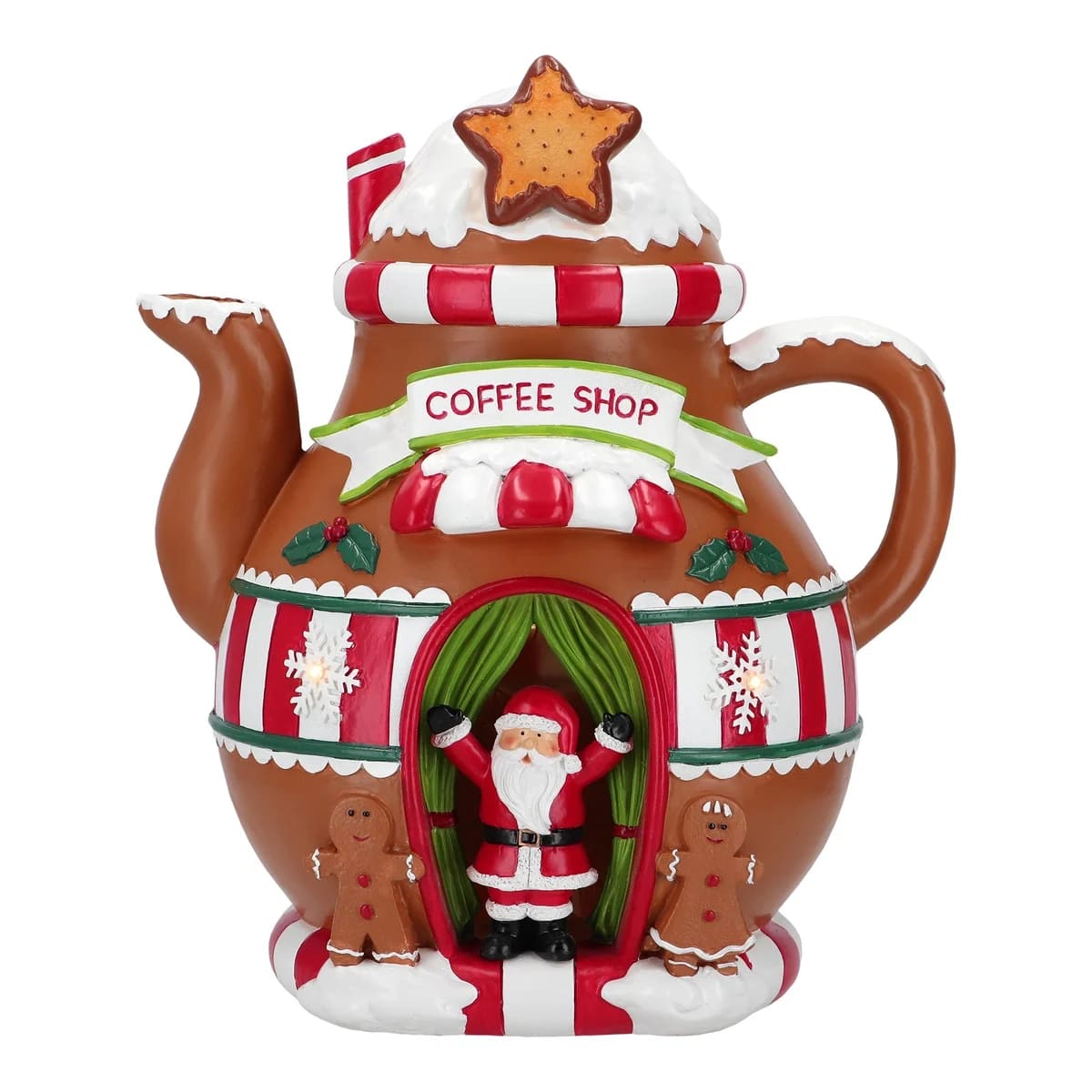 14.5 LED Gingerbread Teapot Battery Operated