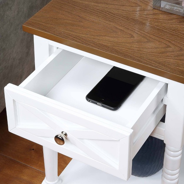 Country Oxford End Table With Charging Station Johar Furniture