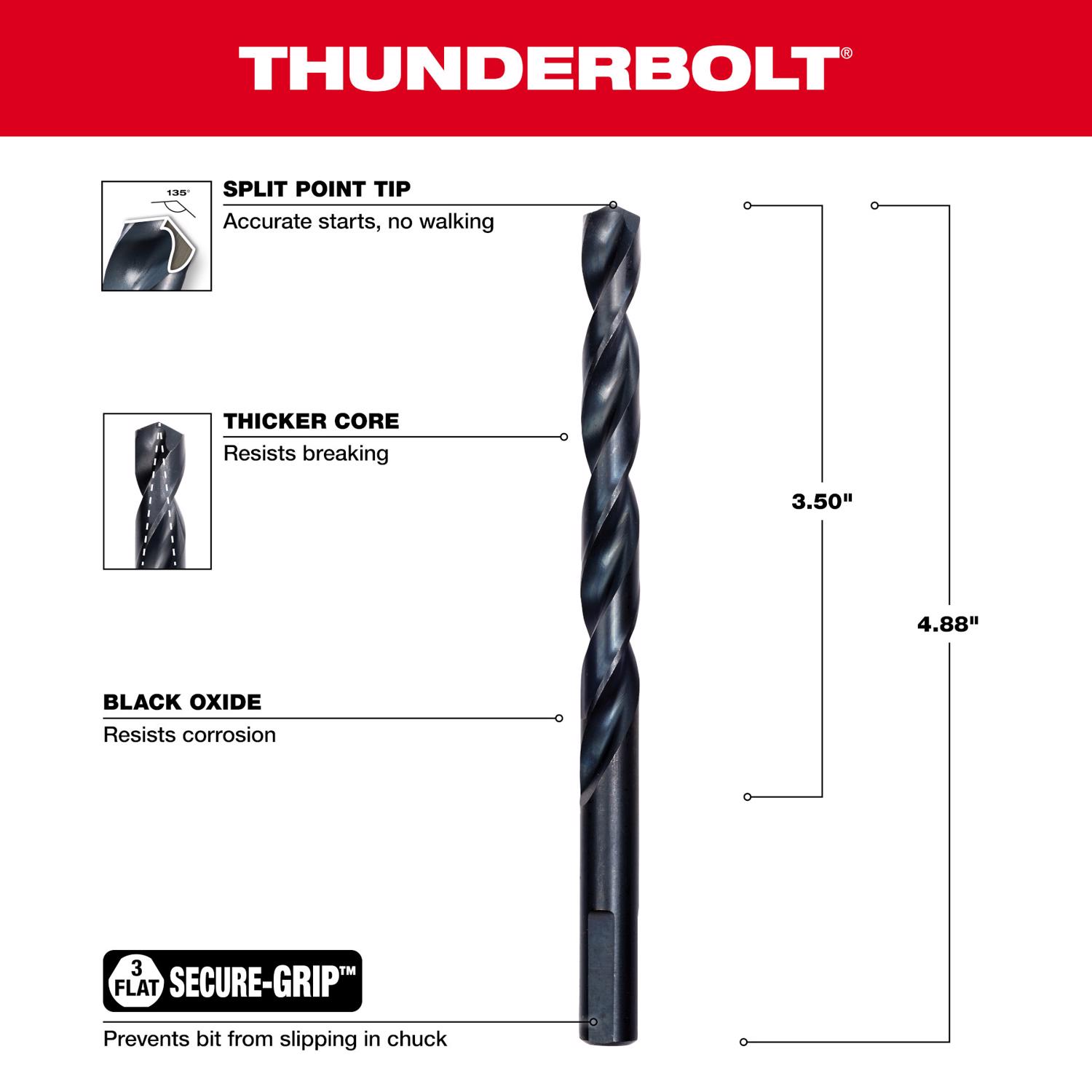 MW Thunderbolt 23/64 in. X 4-7/8 in. L Drill Bit 1 pc